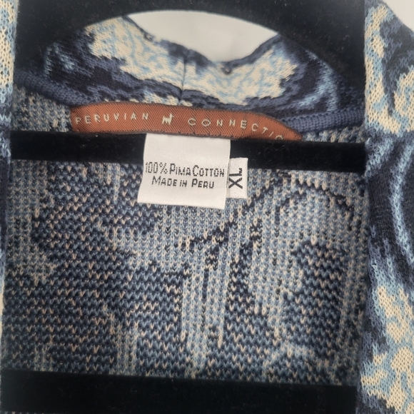 Peruvian Connection open cardigan Size XL floral cotton - Picture 3 of 5